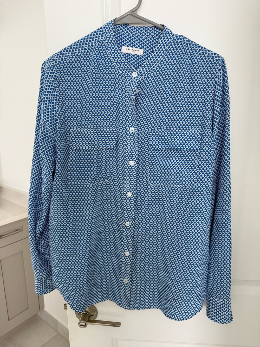 Equipment Blue Geometric Button-Down Shirt